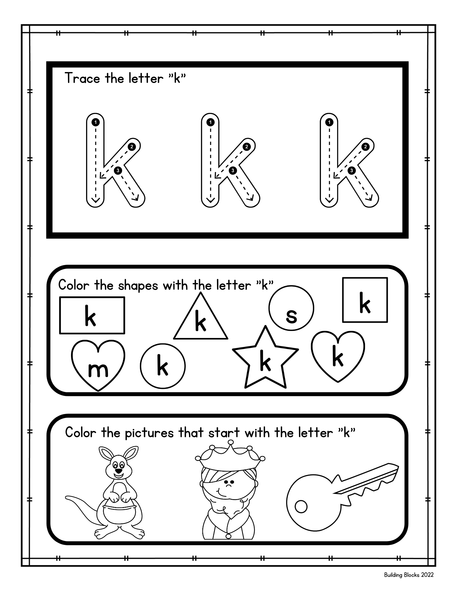 Lowercase "k" Letter Pack